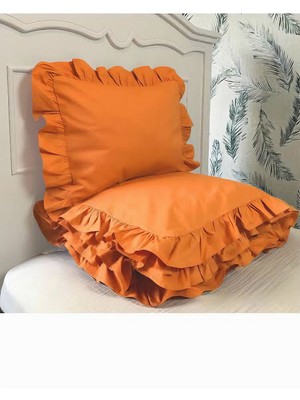 Indiehunterz Turuncu Fırfırlı Çift Kişilik Nevresim Takımı