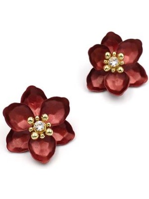 Royaleks Lotus Çiçek Küpe - Kırmızı