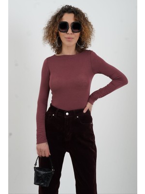 Zelish My Sister Mürdüm Kayık Yaka Modal Kaşmir Bluz