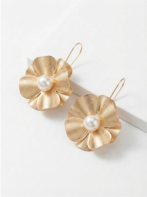 Royaleks Incili Çiçek Küpe - Altın