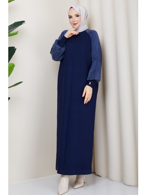 Pamuk Butik Kadın Kolu Ipek Kupra Yarım Balıkçı Yaka Merserize Triko Elbise -PMK497