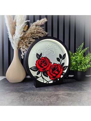 Koçer Awm Aşkın En Güzel Hali Kırmızı Gül Figürlü Romantik 3D Lamba