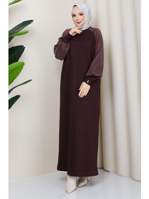 Pamuk Butik Kadın Kolu Ipek Kupra Yarım Balıkçı Yaka Merserize Triko Elbise -PMK497