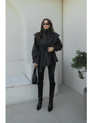 Havoş Antrasit Jaye Vatkalı Kısa Kaşe Kaban