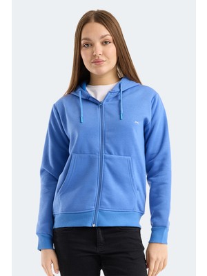 Slazenger Mılıo I Kadın Fermuarlı Kapüşonlu Cepli Ekru Sweatshırt