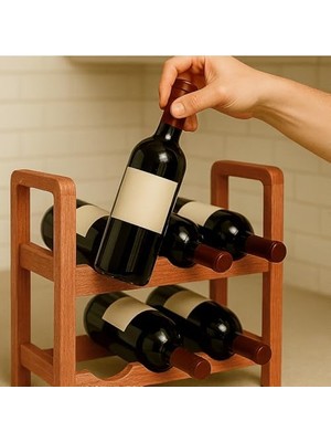 Storemax 2 Katlı Ahşap Dekoratif Şaraplık Şık Modern Tasarım Şişe Viski Şampanya Içki Rafı Yıllandırma Dolabı Şişe Rafı Şarap Rafı
