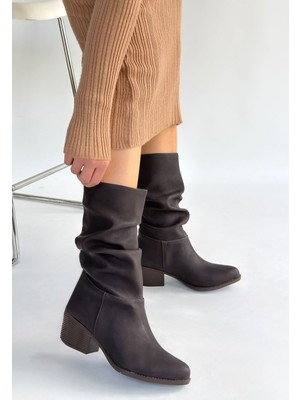 Getittir Yior Kahverengi Nubuk Topuklu Bot - Lisinya