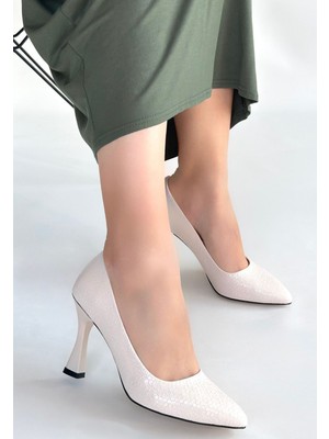 Getittir Merio Bej Baskılı Rugan Topuklu Ayakkabı - Lisinya