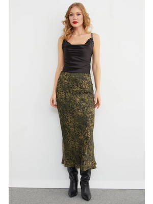 FullaModa Leopar Desenli Maxi Boy Balık Etek