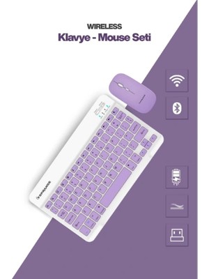 3E Grup Mor Kablosuz Klavye ve Mouse Seti