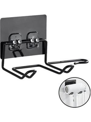 Just Cheap Store Fön Makine Askısı Siyah Yapışkanlı Fön Makine Tutucu (4741)