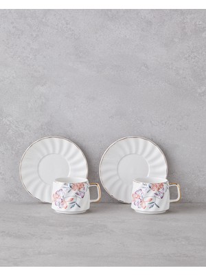 English Home Misty Heaven New Bone China 4 Parça 2 Kişilik Kahve Fincan Takımı 90 ml Renkli