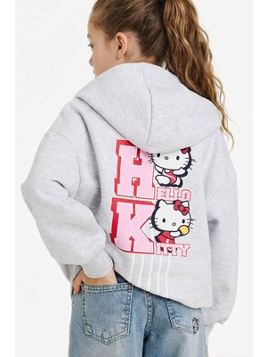 DeFacto Hello Kitty Oversize Geniş Kalıp Kapüşonlu Sırt Baskılı İçi Yumuşak Tüylü Sweatshirt Kız Çocuk G6354A825WN