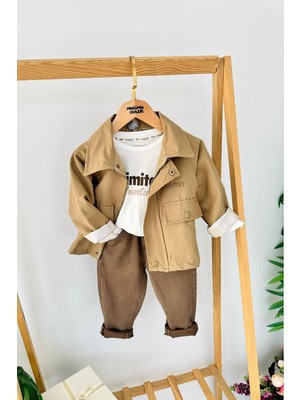 Miniğimin Cicileri Unlimited Adventure Baskılı Ceketli Erkek Çocuk 3’lü takım - Kahverengi