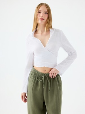 Loft Crop Kadın Gömlek U.kol