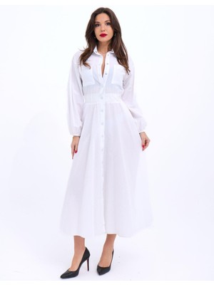 Kendim Fashion 5903 Elbise-Beyaz