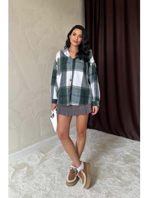 Kendim Fashion Zümrüt Kapüşonlu Oduncu Gömlek