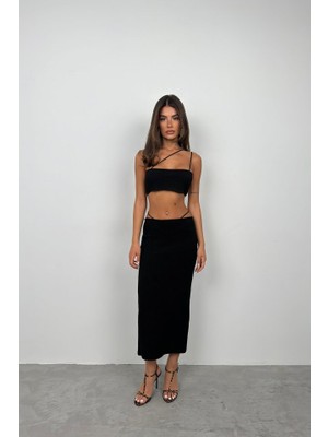 Kendim Fashion Ip Detay Dokulu Maxi Etek