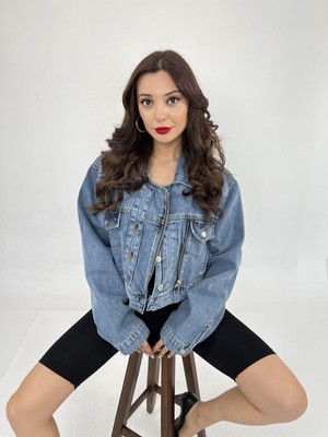 Kendim Fashion 6925 Kot Ceket-Mavi