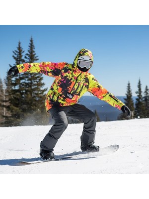 VOB Wob Painter Hoodie Unisex Çok Renkli Kayak Montu - Su Geçirmez, Polar Kaplama, XS