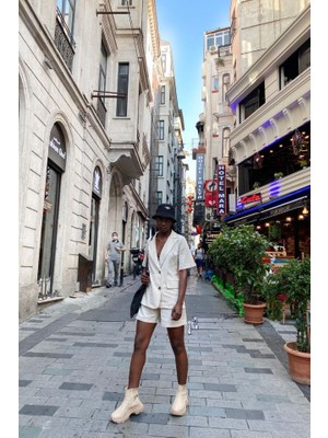 Kendim Fashion Bej Ceket ve Şort Takım