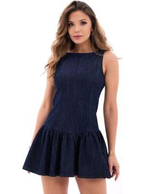 Kendim Fashion 7460 Kot Elbise-Mavi