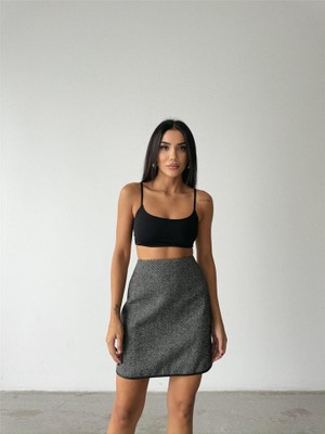 Kendim Fashion Kaşe Kısa Etek - Siyah