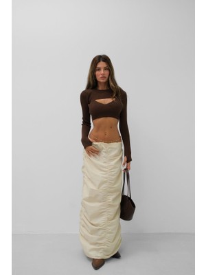 Kendim Fashion Büzgü Detay Maxi Etek