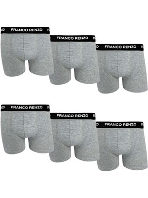 Franco Renzo Erkek 6'lı Lüx Kutulu Pamuklu ve Likralı Boxer - Gri