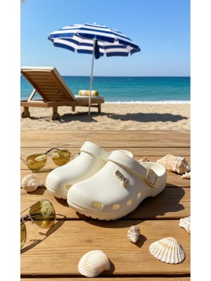 Slipcat Calx Kadın Kaydırmaz Kapalı Sandalet Terlik Beyaz Suya Dayanıklı Konforlu Tasarım