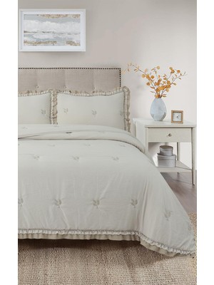 Bella Home Perla Çift Kişilik Nakışlı Yatak Örtüsü Takımı - 240X260 cm - Pvc Çantalı - Günlük ve Çeyizlik