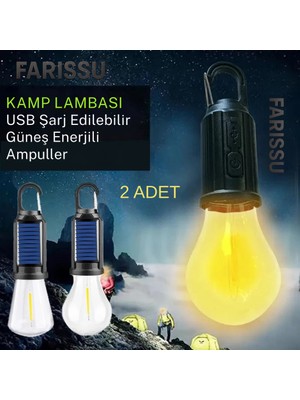 212 Farissu Alaska USB & Güneş Enerjili Kamp Lambası – Askılı, Ipx4 Suya Dayanıklı, 4 Modlu Taşınabilir LED Ampul