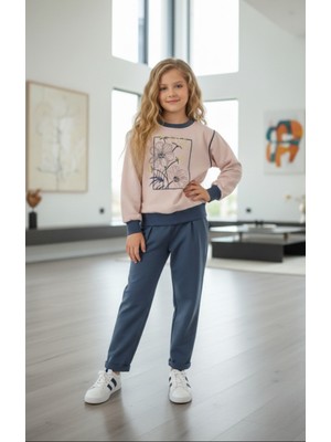 Kız Çocuk Nakış Işlemeli Lastikli Bel Mevsimlik Takım