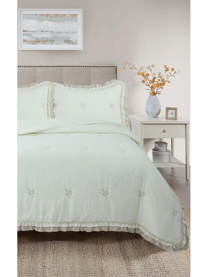 Bella Home Perla Çift Kişilik Nakışlı Yatak Örtüsü Takımı - 240X260 cm - Pvc Çantalı - Günlük ve Çeyizlik
