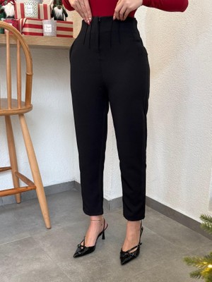 Moderie Butik Kadın Üste Oturan Paçası Bilek Üzerinde Biten Atlas Kumaş Pantolon 36 (S) - 48 (4xl)