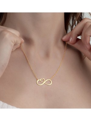 Myz Takı Sonsuzluk ve Kalp Detaylı 925 Ayar Gümüş Kadın Kolyesi
