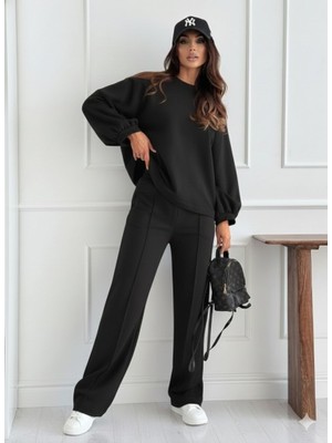 Arben Boutique Kadın Uzun Kollu Geniş Kesim Modal Bluz ve Pantolon Ikili Takım