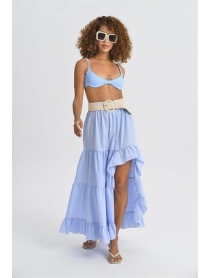 Kendim Fashion Audrey Fıfrlı Yırtmaç Detay Etek 4037