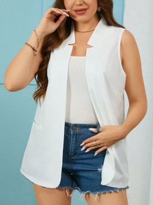 Moderie Butik Kadın Duble Yaka Detay Sıfır Kol Ceket Yelek