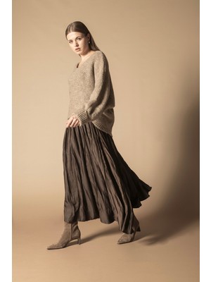 Nisan Triko Kolları Katlamalı Triko Kazak