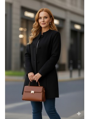 Jardin Allure Kadın Uzun Kollu Yakalı Önü Düğmeli Ithal Kaşe Astarlı Kaban