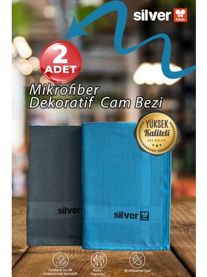 Silver Home 200 Gsm 2 Adet Iz Bırakmaz Mikrofiber 40×60 Dekoratif Cam Bezi