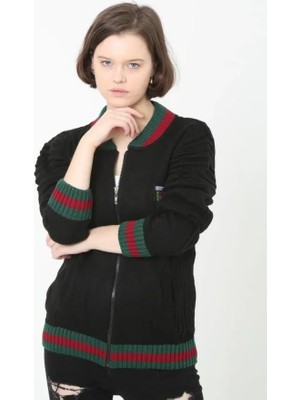 Arben Boutique Tam Fermuarlı Triko Hırka - Siyah