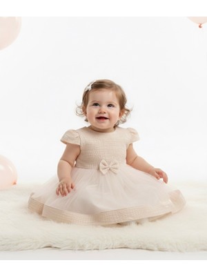 Minimony 0-24 Yaş Kız Bebek Çocuk Tül Abiye Elbise Pembe 1040