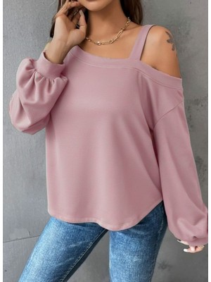 Arben Boutique Kadın Uzun Kollu Tek Omuz Askı Detay Salaş Dalgıç Bluz