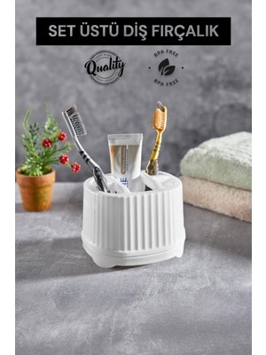 Muf Home Diş Fırçası Diş Macunu Set Üstü Diş Fırçalık 5 Bölmeli Makyaj Organizer