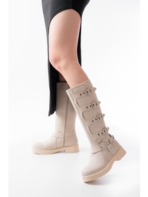 Zerenyus ZRİN-346 Premium Bej Günlük Kadın Binici Çizme