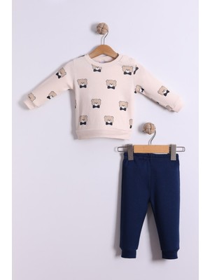 Kidello Lacivert Papyonlu Ayıcıklı 2'li Erkek Bebek Takım