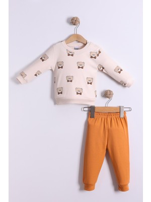 Kidello Turuncu Papyonlu Ayıcıklı 2'li Erkek Bebek Takım