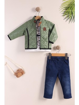 Kidello Yeşil Montlu Erkek Bebek 3'lü Takım (1-3 Yaş)